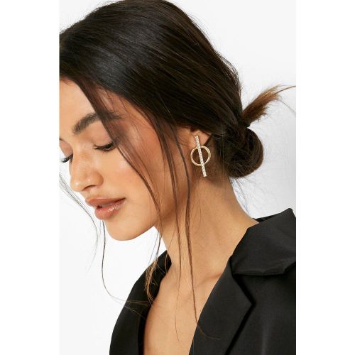 Boucles D'Oreilles Pendantes Géométriques À Détails Strassés - One Size - boohoo - Modalova