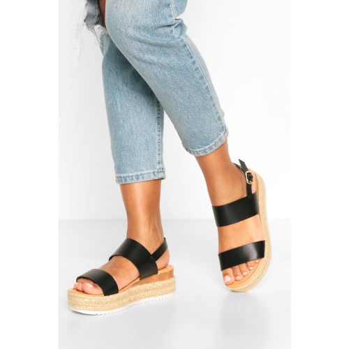 Espadrilles À Talon Compensé Et Double Lanière - 37 - boohoo - Modalova
