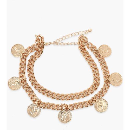 Lot De 2 Bracelets De Cheville À Pendentif Pièce - One Size - boohoo - Modalova
