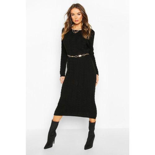 Robe Pull Mi-Longue En Maille Torsadée - M - boohoo - Modalova