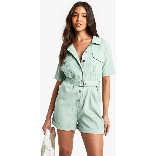 Combishort En Velours Côtelé Style Utilitaire - 38 - boohoo - Modalova