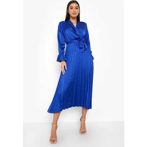 Robe Mi-Longue Satinée Et Plissée - boohoo - Modalova