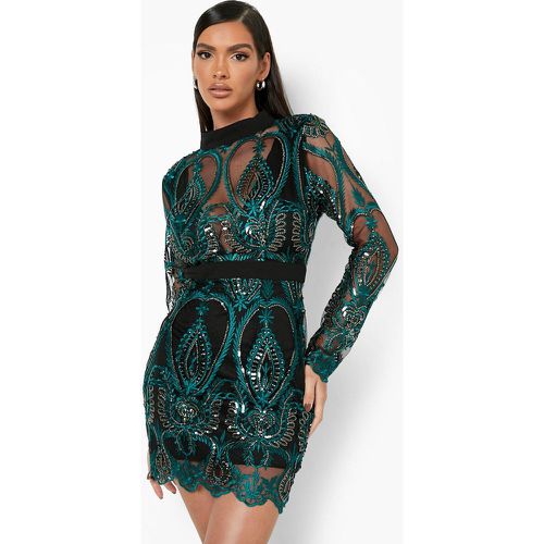 Robe Courte À Paillettes Ornementées - 38 - boohoo - Modalova