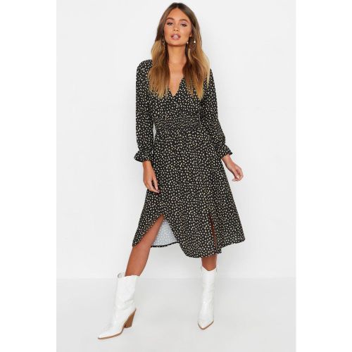 Robe Mi-Longue Fendue À Imprimé Fleuri - 42 - boohoo - Modalova