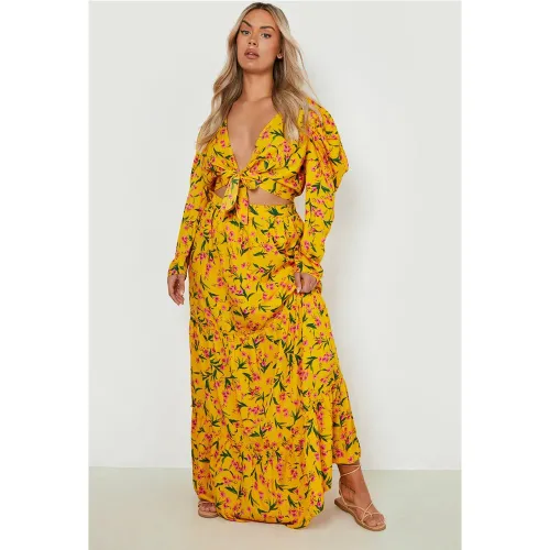 Grande Taille - Ensemble À Imprimé Fleuri Avec Jupe Longue - 44 - boohoo - Modalova