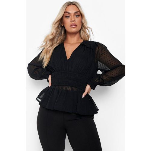 Grande Taille - Chemisier En Mesh À Manches Bouffantes - 46 - boohoo - Modalova