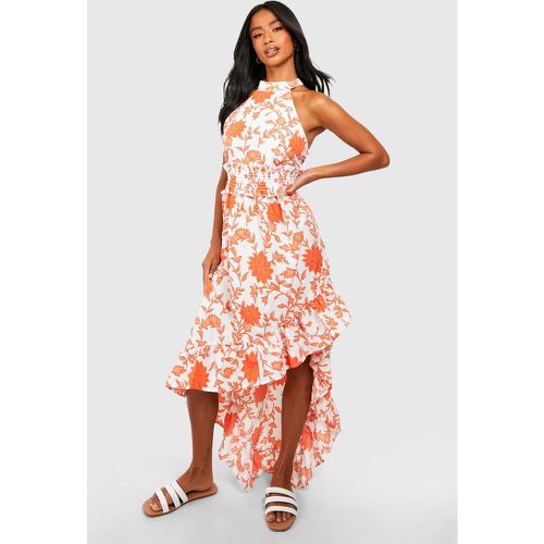 Petite" - Robe Longue Fleurie Froncée - 36 - boohoo - Modalova