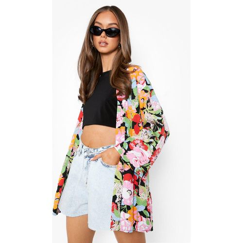 Kimono À Fleurs - Noir - 34, Noir - boohoo - Modalova