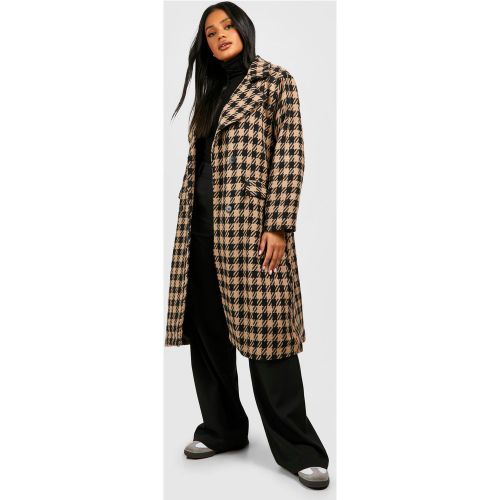 Manteau Effet Laine À Imprimé Pied-De-Poule - 36 - boohoo - Modalova