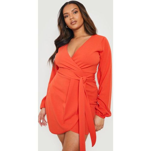 Grande Taille - Robe Cache-Cœur Nouée - 44 - boohoo - Modalova