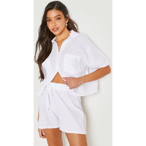 Ensemble Effet Plissé Avec Chemise Et Short - boohoo - Modalova