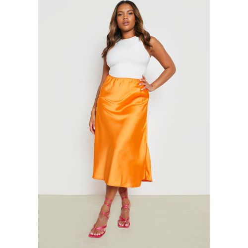 Grande Taille - Jupe Mi-Longue Satinée - 48 - boohoo - Modalova