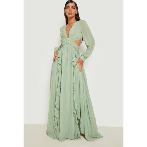 Robe Longue En Mousseline De Soie À Volants - 44 - boohoo - Modalova