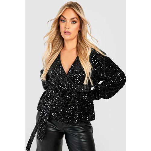 Grande Taille - Top Cache-Cœur Pailleté En Velours - 44 - boohoo - Modalova