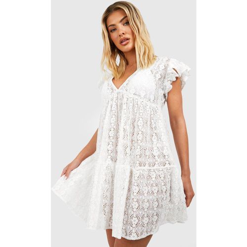 Robe De Plage En Dentelle À Volants - M - boohoo - Modalova