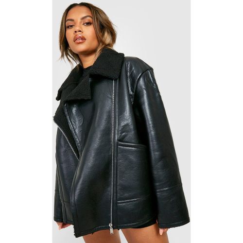 Grande Taille - Veste Aviateur Avec Col En Polaire - 46 - boohoo - Modalova