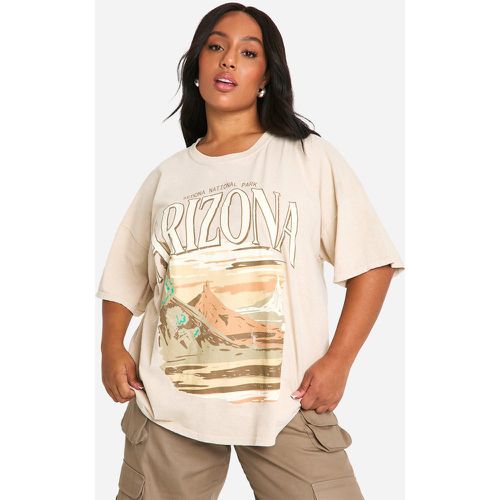 Grande Taille - T-Shirt Oversize Délavé À Slogan Arizona - 56 - boohoo - Modalova