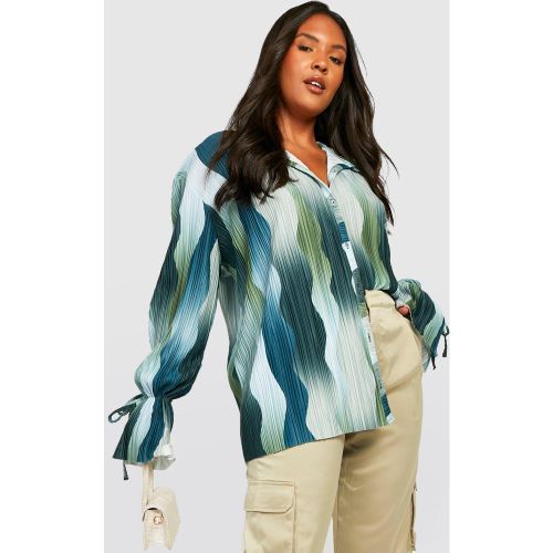 Grande Taille - Chemise Nouée Plissée Surteinte - 46 - boohoo - Modalova