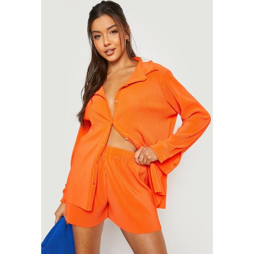 Short Plissé - Orange - 44, Orange - boohoo - Modalova