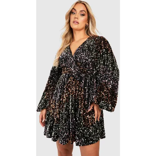 Grande Taille - Robe Patineuse Pailletée - 46 - boohoo - Modalova