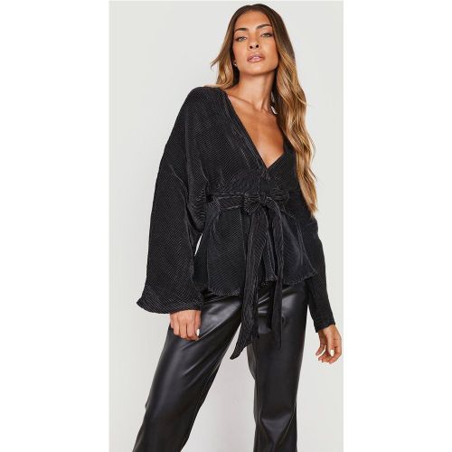 Blouse Satinée Plissée À Nouer - 36 - boohoo - Modalova