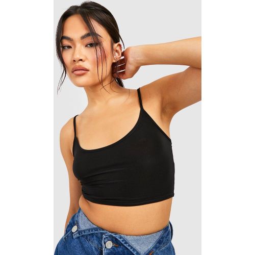 Crop Top Soyeux - Noir - 38, Noir - boohoo - Modalova