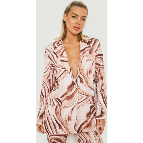 Blazer De Tailleur À Imprimé Marbre - 44 - boohoo - Modalova