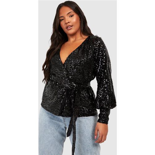 Grande Taille - Blouse Cache-Cœur Pailletée - 46 - boohoo - Modalova