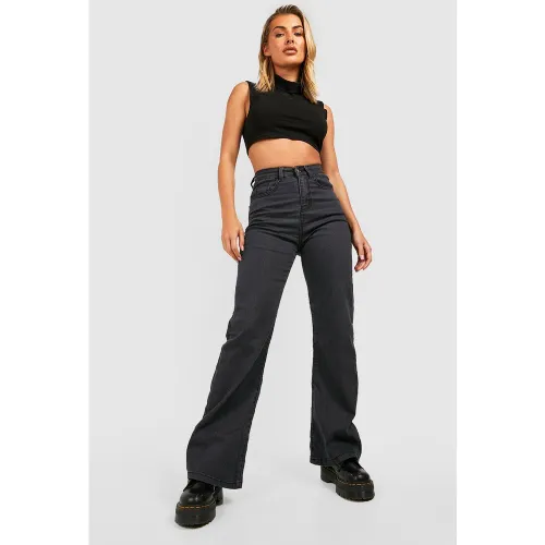 Jean Flare Délavé Taille Haute - 40 - boohoo - Modalova