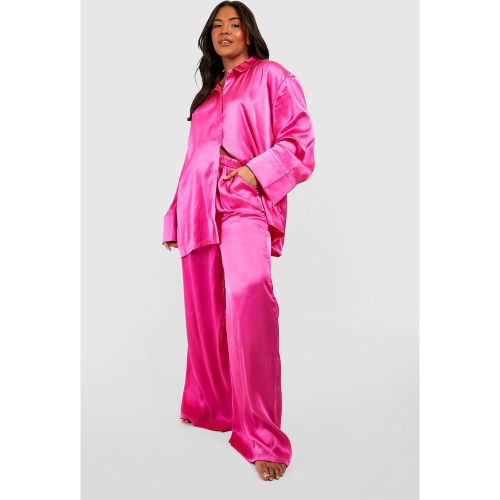 Grande Taille - Pyjama Oversize Satiné - 48 - boohoo - Modalova