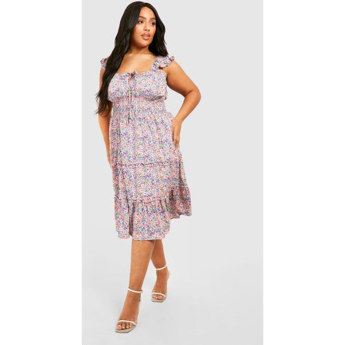 Grande Taille - Robe Mi-Longue Fleurie - 44 - boohoo - Modalova