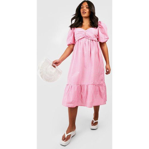 Grande Taille - Robe Mi-Longue Brodée À Imprimé Vichy - boohoo - Modalova