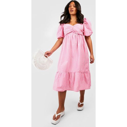 Grande Taille - Robe Mi-Longue Brodée À Imprimé Vichy - 48 - boohoo - Modalova