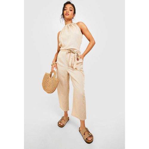 Petite" - Combinaison Jupe-Culotte En Lin À Ceinture - 40 - boohoo - Modalova