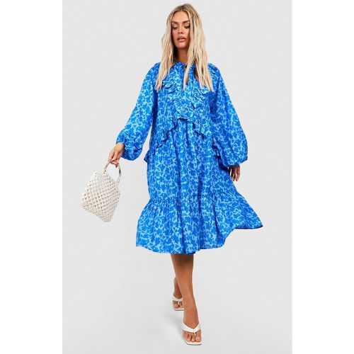 Grande Taille - Robe Mi-Longue Fleurie À Volants - 46 - boohoo - Modalova