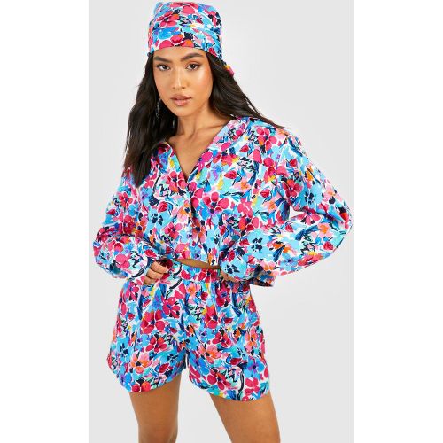 Petite" - Ensemble Fleuri Avec Chemise, Foulard Et Short - 42 - boohoo - Modalova