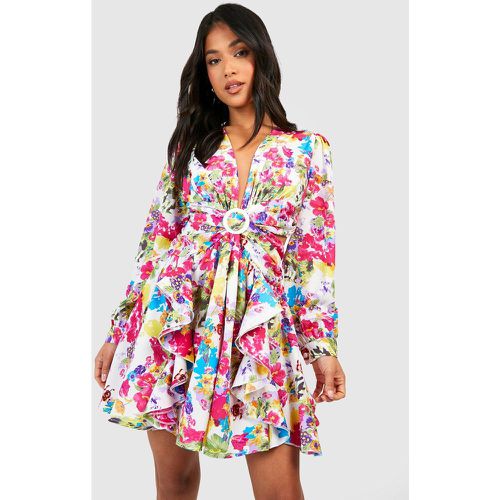 Petite" - Robe Patineuse À Volants Et Découpes - 36 - boohoo - Modalova