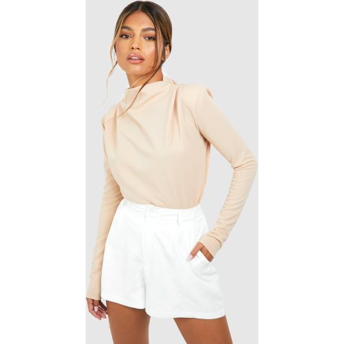 Blouse À Col Montant Et Épaulettes - 38 - boohoo - Modalova