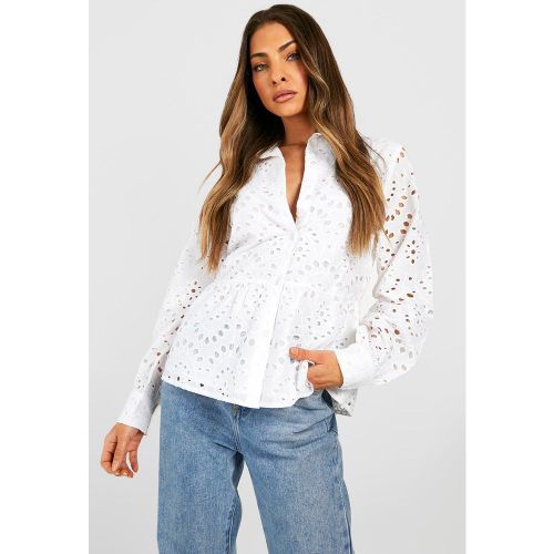 Chemise Brodée - Blanc - 42, Blanc - boohoo - Modalova