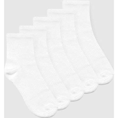 Lot De 5 Paires De Chaussettes De Sport Blanches - One Size - boohoo - Modalova