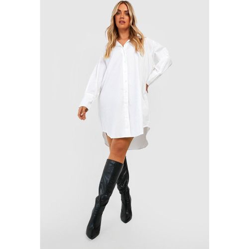 Grande Taille - Chemise Oversize Longue En Popeline - 50 - boohoo - Modalova