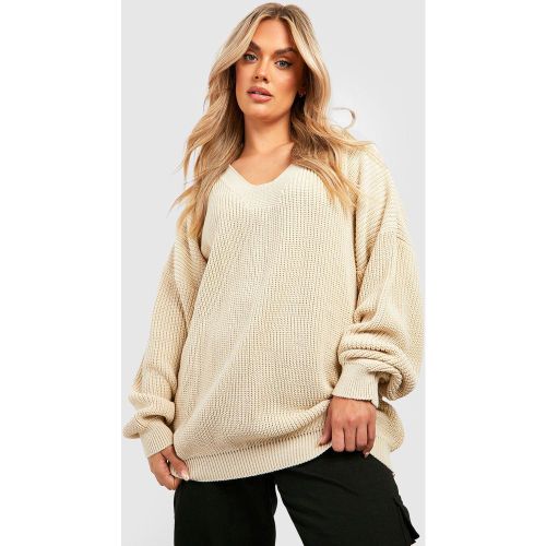 Grande Taille - Pull En Maille À Col V - 44 - boohoo - Modalova