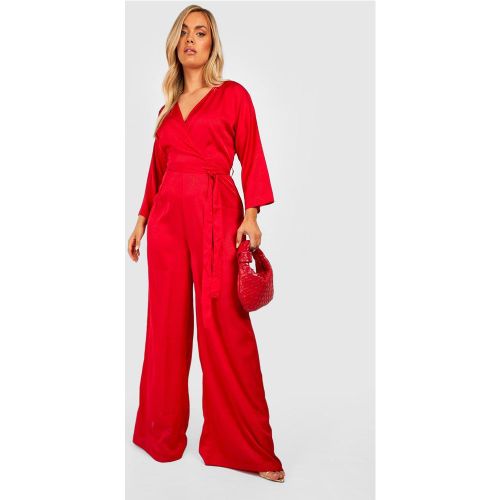 Grande Taille - Combinaison Large Satinée À Imprimé Léopard - 46 - boohoo - Modalova
