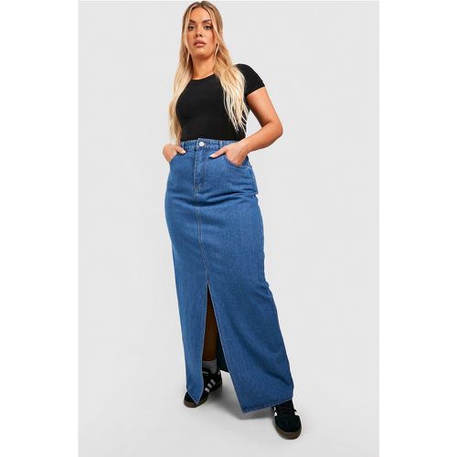 Grande Taille - Jupe Longue Fendue En Jean - 46 - boohoo - Modalova