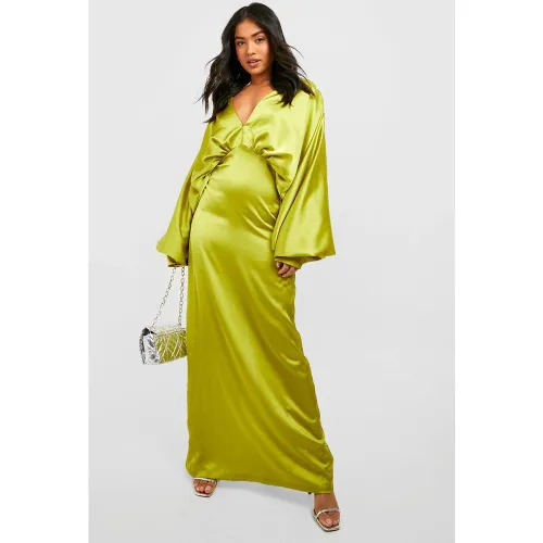 Petite" - Robe Longue Satinée - 32 - boohoo - Modalova