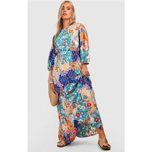 Grande Taille - Robe Longue Dos Nu À Imprimés Multiples - 44 - boohoo - Modalova