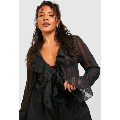 Grande Taille - Blouse Courte Texturée À Volants - 44 - boohoo - Modalova