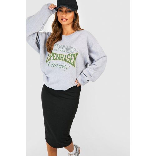 Jupe Mi-Longue Taille Haute En Coton - 10 - boohoo - Modalova