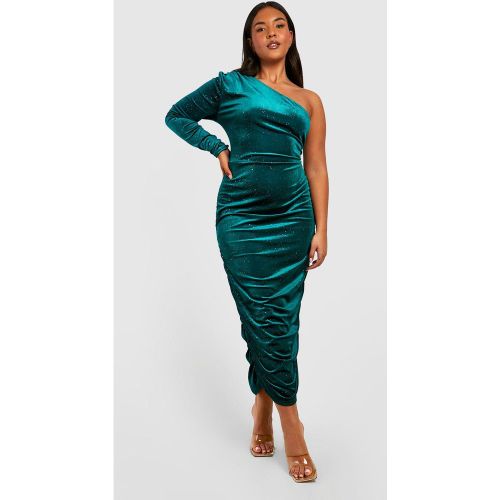 Grande Taille - Robe Mi-Longue Pailletée Asymétrique - Vert Émeraude - 54, Vert Émeraude - boohoo - Modalova