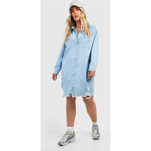 Grande Taille - Robe Chemise En Jean - 56 - boohoo - Modalova